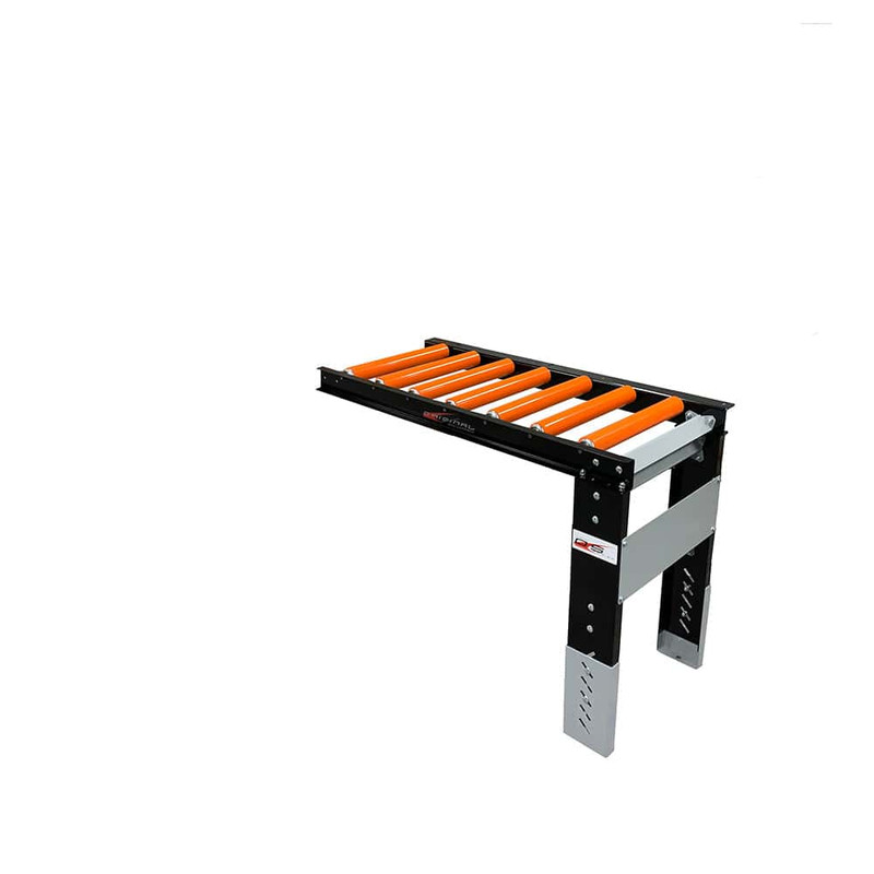 Roller Table Extension - 4' x 22" Kit - 7 rollers - 6” Apart- Zinc Plated Steel Rollers - Orange Urethane Coated Zinc Ro
